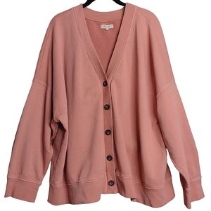 Madewell blush cotton sweatshirt cardigan 3X